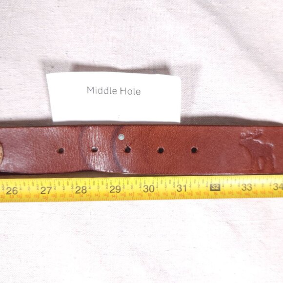 Abercrombie & Fitch Brown Leather Belt Womens S/M Sequins Beads Moose Logo Boho - Picture 2 of 16